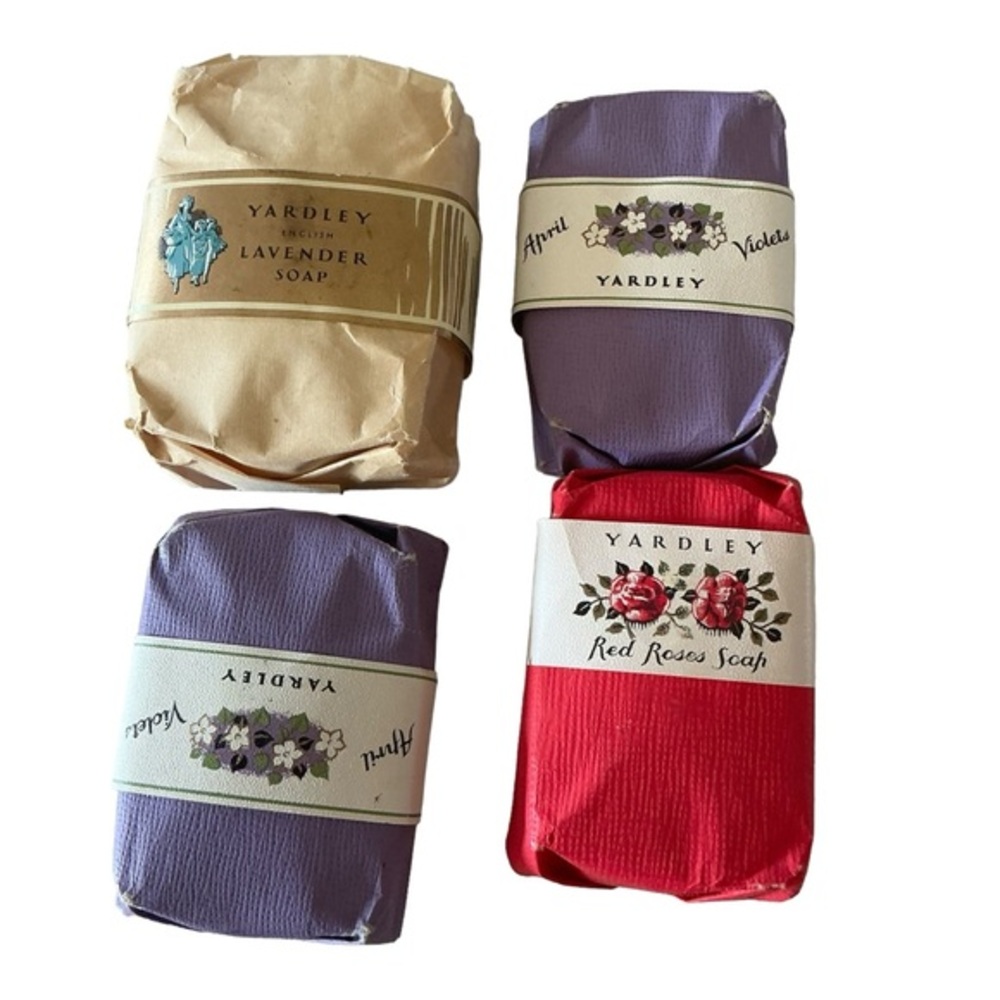 Vintage Yardley soaps variety of 4 red rose lavender April violet